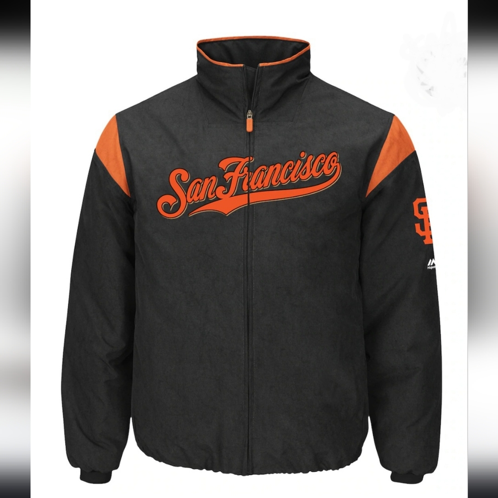 Mens Majestic San Francisco Black Giants On Therma Base Jacket - Picture 2 of 10